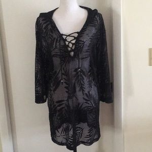 Crochet hooded swim coverup XL